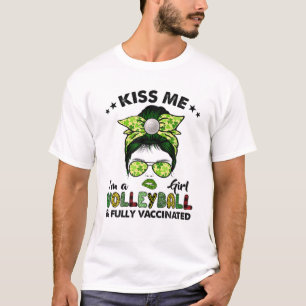 Kiss Me Im A Volleyball Girl Irish Shamrock St Pat T-Shirt