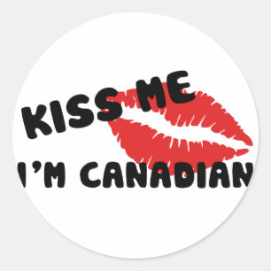 Kiss Me I'm Canadian Classic Round Sticker