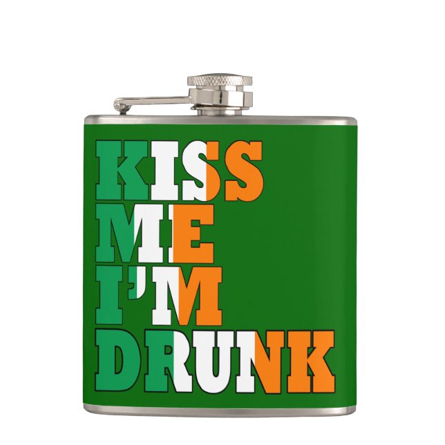 Kiss me I'm drunk Hip Flask (Front)