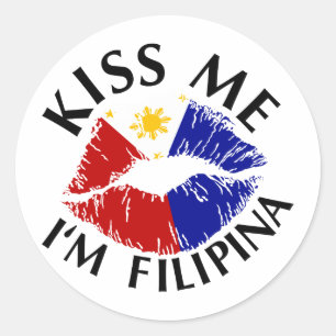 Kiss Me I'm Filipina Classic Round Sticker