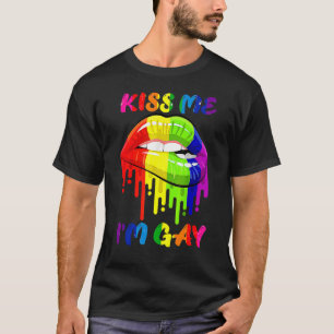 Kiss Me I'm Gay Lgbt Pride Rainbow Lips T-Shirt