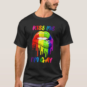 Kiss Me I'm Gay Lgbt Pride Rainbow Lips T-Shirt