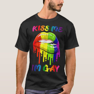 Kiss Me I'm Gay LGBT Pride Rainbow Lips T-Shirt Co