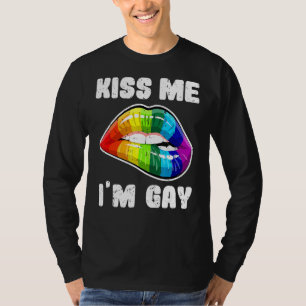 Kiss Me I'm Gay Lgbtq Rainbow Lips T-Shirt