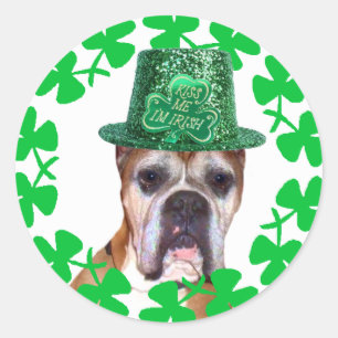 Kiss me I'm Irish Boxer Dog stickers