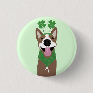 Kiss Me I'm Irish Brown Dog Green 1 Inch Round Button