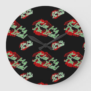 Kiss Me I'm Irish Clock - Black