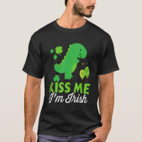 Kiss me I'm irish cute dinosaur t-rex St Patricks