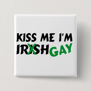 Kiss Me Im Irish Gay 2 Inch Square Button
