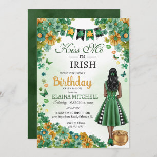 Kiss Me I'm Irish Girl Green Dress St. Patrick's I Invitation