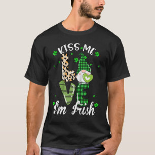 Kiss Me I'm Irish. Gnome Shamrock Clover Saint Pat T-Shirt