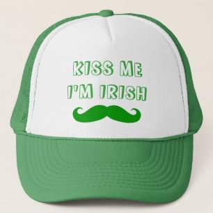 Kiss me I'm Irish green moustache St Patricks Day Trucker Hat