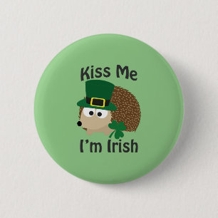 Kiss Me I'm Irish Hedgehog 2 Inch Round Button