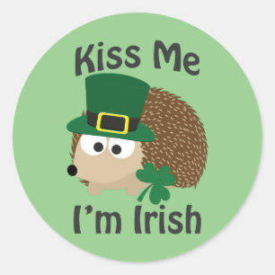 Kiss Me I'm Irish Hedgehog Classic Round Sticker