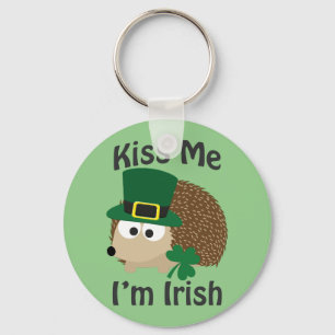 Kiss Me I'm Irish Hedgehog Keychain