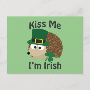 Kiss Me I'm Irish Hedgehog Postcard
