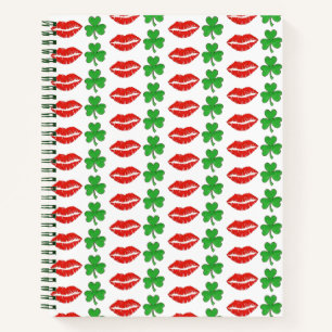 Kiss Me I'm Irish Lips Shamrock St. Patrick's Day Notebook