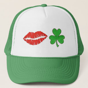 Kiss Me I'm Irish Lips Shamrock St. Patrick's Day Trucker Hat