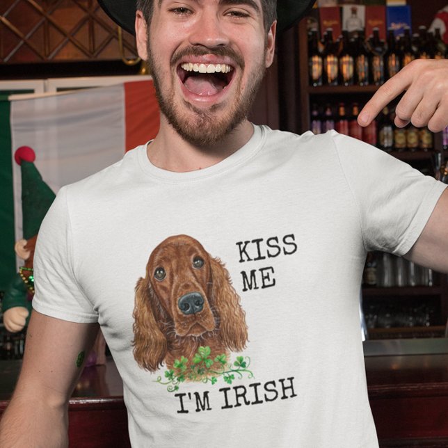 Kiss me I'm Irish Setter Dog Shamrock T-Shirt (Creator Uploaded)