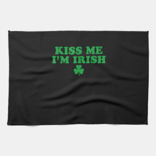 Kiss Me I'm Irish Shamrock, St Patricks Day For Me Kitchen Towel