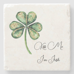 Kiss Me I'm Irish Shamrock St. Patrick's Day   Stone Coaster