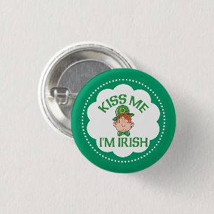 Kiss Me I'm Irish Smooching Man 1 Inch Round Button