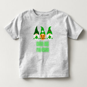 Kiss Me I'm Irish St. Patrick's Day Gnome Shamrock Toddler T-shirt