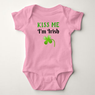 Kiss Me I'm Irish St. Patrick's Day Green Baby Bodysuit