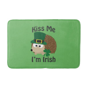 Kiss Me Im Irish St Patricks Day Hedgehog Bath Mat