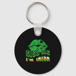 Kiss Me Im Irish St. Patricks Day Lips &amp; Irela Keychain