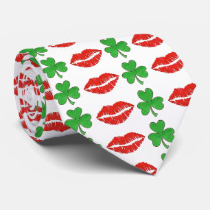 Kiss Me I'm Irish St. Patrick's Day Shamrock Lips Tie