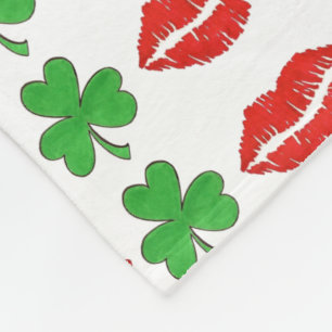Kiss Me I'm Irish St. Saint Patrick's Day Shamrock Fleece Blanket