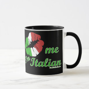 Kiss Me I'm Italian Black Background Mug
