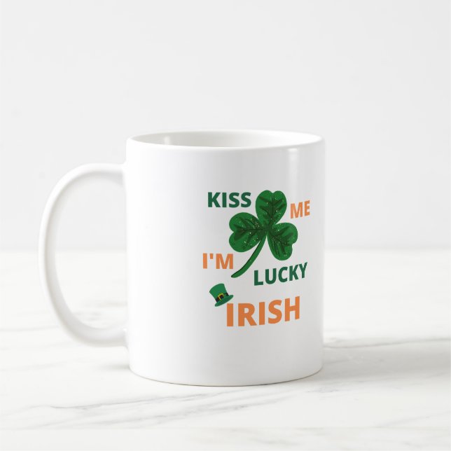Kiss me i'm lucky irish  coffee mug (Left)