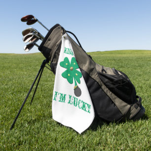 Kiss Me I'm Lucky Shamrock Green Golf Towel