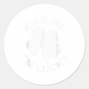 Kiss Me Im Lucky Shirt Irish Men Women Kids St Pat Classic Round Sticker