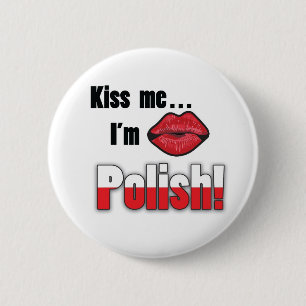 Kiss Me I'm Polish 2 Inch Round Button