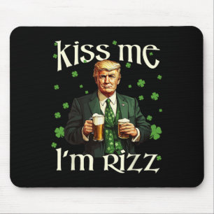 Kiss Me I'm Rizz Trump St Patricks Day Irish Lucky Mouse Pad