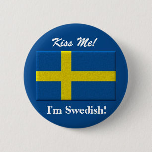 Kiss Me I'm Swedish 2 Inch Round Button