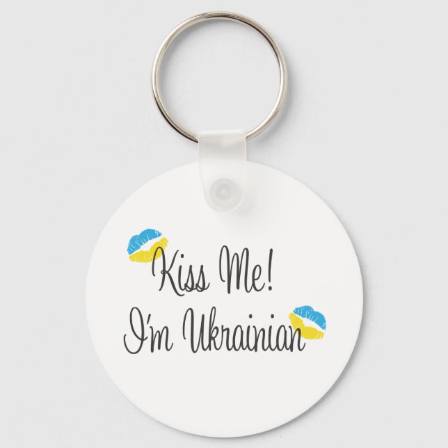 Kiss Me! I'm Ukrainian Keychain (Front)