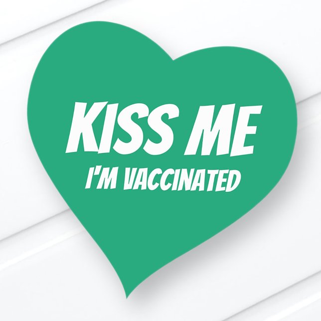 Kiss Me I'm Vaccinated Modern Cute Funny Quote Heart Sticker (Creator Uploaded)
