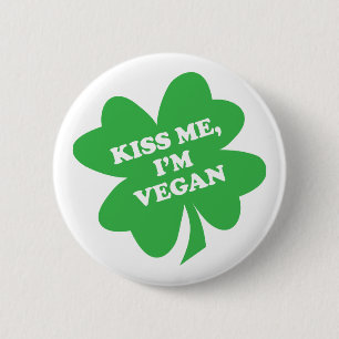 Kiss Me, I'm Vegan Shamrock 2 Inch Round Button