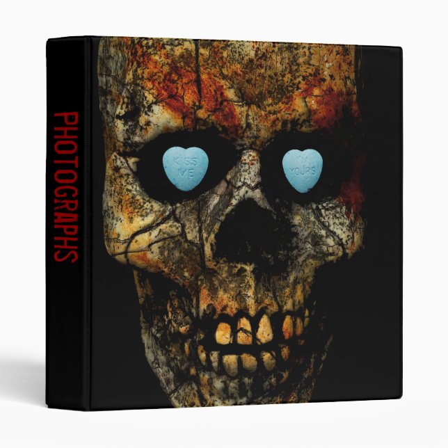 Kiss Me I'm Yours Skull 1" Photo Album Binder (Front/Spine)