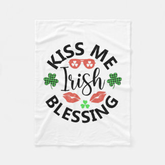 Kiss Me Irish Blessing Fleece Blanket