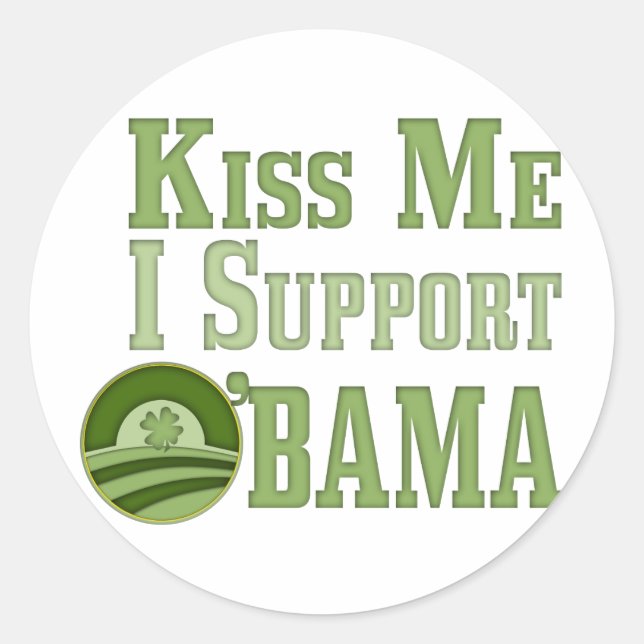 Kiss Me Irish Obama Classic Round Sticker (Front)