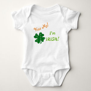 Kiss Me Irish Polkadot Shamrock Baby Bodysuit