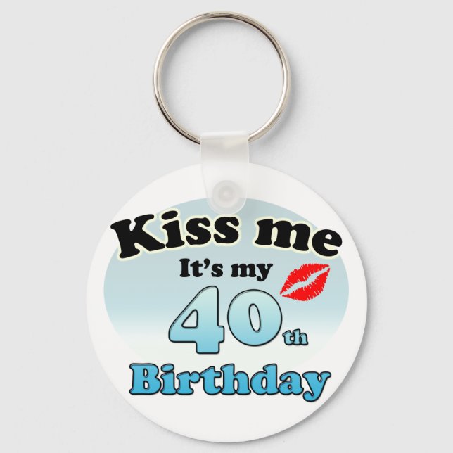 Kiss me it's my 40th Birthday Keychain (Front)