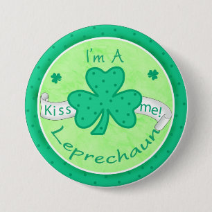 Kiss Me - Je suis un badge Leprechaun Button