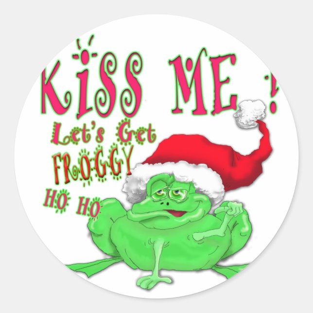 Kiss Me lets get Froggy Classic Round Sticker (Front)