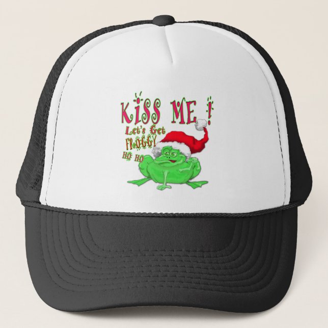 Kiss Me lets get Froggy Trucker Hat (Front)
